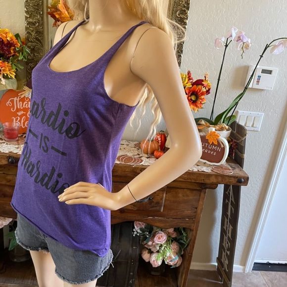 FIFTH SUN Cardio Is Hardio Racerback Tank Top In Purple Size Medium New - Picture 5 of 9